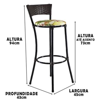 Imagem de Kit 6 Banquetas Alta Forts Fibra UV Bancada, Área Gourmet, Bar, Piscina, Balcão, Floral Verde 07