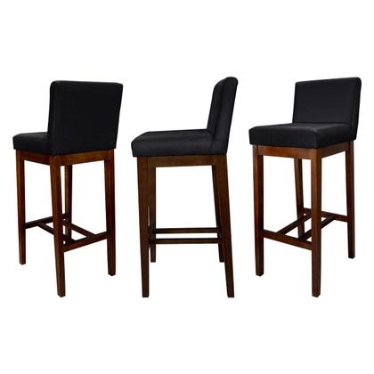 Imagem de Kit 6 Banquetas Alta Lisboa Estofada Lisboa Madeira Capuccino Suede Preto CCS