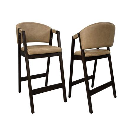 Imagem de Kit 6 Banquetas Alta para Cozinha Ravena em Madeira Maciça Capuccino Sintético Bege CCS