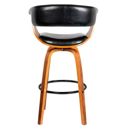 Imagem de Kit 6 Banquetas Giratória Alta com Encosto Base Madeira Ravi R02 PU Preto - Mpozenato