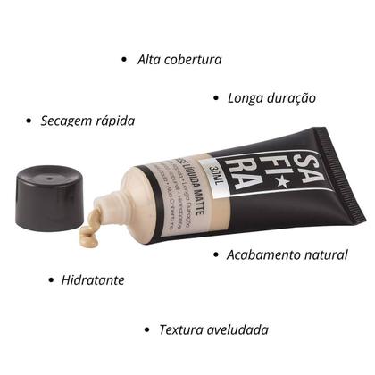 Imagem de Kit 6 Bases Líquida Matte Nº 01 Alta Cobertura 30Ml Safira