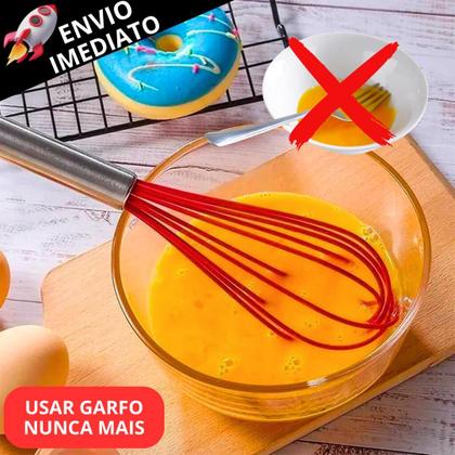 Imagem de Kit 6 Batedor de Silicone Claras de Ovos Massas e Bolos Fouet Utensílio de Silicone Para Cozinha