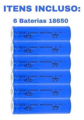 Imagem de Kit 6 Bateria18650 Li-ion  8800mh 3.7v Lanterna Tática Led