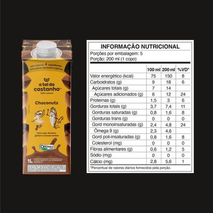 Imagem de Kit 6 bebida vegetal choconuts 1l natural a tal da castanha