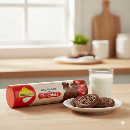 Imagem de Kit 6 biscoito doce diet zero lactose chocolate 95g lowçucar