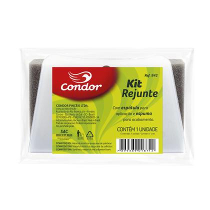 Imagem de Kit 6 bloco espuma + espatula plastica para aplicar rejunte 842 condor