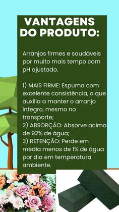 Imagem de Kit 6 blocos de espuma floral arranjos enfeites flores decoração, tijolo 7 x 10 x 23 cm