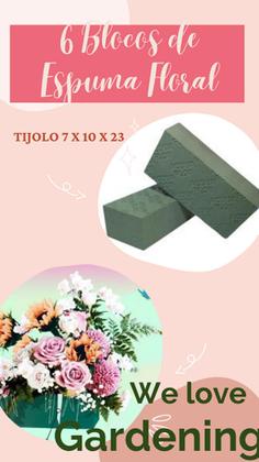 Imagem de Kit 6 blocos de espuma floral arranjos enfeites flores decoração, tijolo 7 x 10 x 23 cm