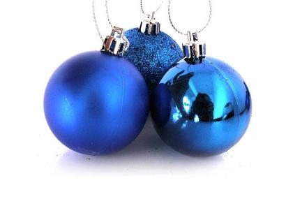 Imagem de Kit 6 Bolas De Natal Mista Azul 8cm - Master Christmas