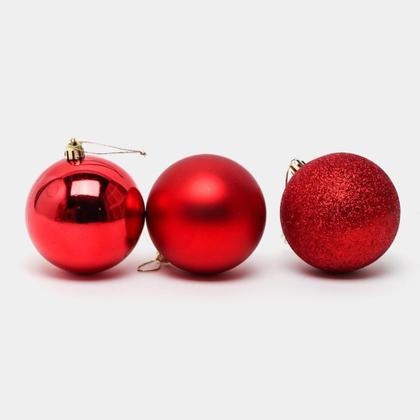 Imagem de Kit 6 Bolas Grande Vermelhas Decoração Para Árvore Natal 8Cm