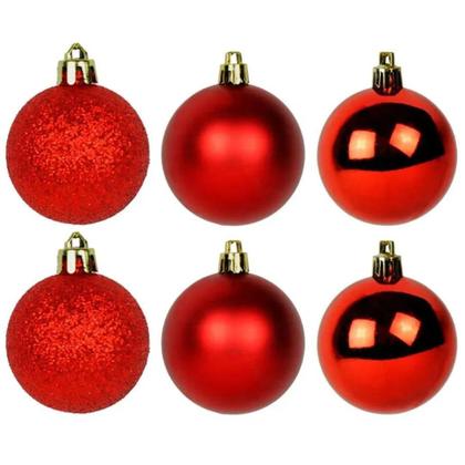 Imagem de Kit 6 Bolas Grande Vermelhas Decoração Para Árvore Natal 8Cm
