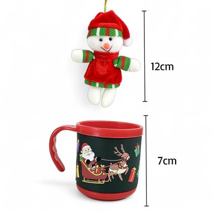 Imagem de Kit 6 Bonecos De Neve Natal Roupinha Com 6 Canecas 200ml