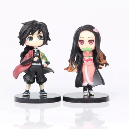 Imagem de Kit 6 Bonecos em Miniatura Figures Kimetsu no Yaiba Demon Slayer Caçadores Tanjiro Nezuko Tomioka