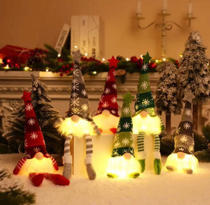 Imagem de Kit 6 Bonecos Gnomos Com Luz Led Decoração De Natal Lindo