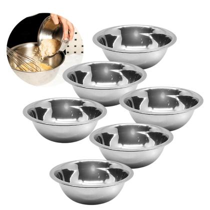 Imagem de Kit 6 Bowl Bacia Tigela Aço Inox Cumbuca funda Saladeiras 20cm