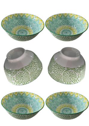 Imagem de kit 6 Bowls Cumbucas Tigelas Potes porcelana Estampada 300ml
