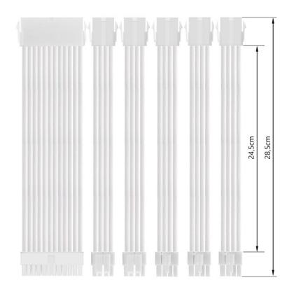 Imagem de Kit 6 cabo sleeved full white extensor 1x24p 2x4+4p 3x6+2p