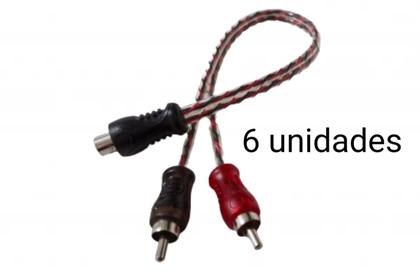 Imagem de kit 6 Cabo Y Rca Blindado 1 Femea 2 Macho Injetado blindado