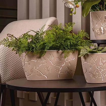 Imagem de Kit 6 Cachepots Floreira de Mesa 4,1L Conjunto de Vasos para Plantas Borboletas 3D Plasvale