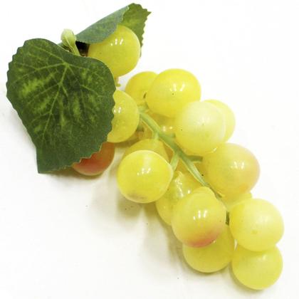 Imagem de Kit 6 Cachos De Fruta Artificial Uva Verde Silicone De 12cm