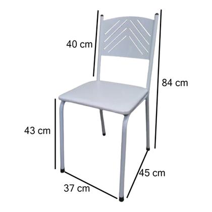 Imagem de Kit 6 Cadeira Cozinha Jantar Metal Tubular Almofadada Estrutura Branca Assento Branco