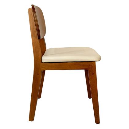 Imagem de Kit 6 Cadeira de Jantar em Madeira Maciça com Assento material sintético Bege Melissa