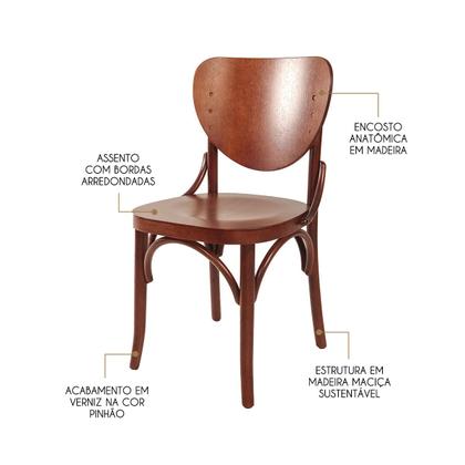 Imagem de Kit 6 Cadeira de Madeira Curvada Clássica Eduarda Pinhão