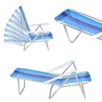 Imagem de Kit 6 Cadeira De Praia Reclinável 8 Posições Alumínio Camping Piscina Sortidas - 25100 Belfix