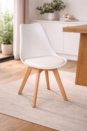 Imagem de Kit 6 Cadeira Eames Eiffel Wood Leda Saarinen Design Mesa de Jantar Cozinha Escrivaninha