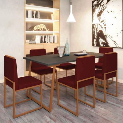 Imagem de Kit 6 Cadeiras Barcelona Base Bronze - 95cm X 44cm
