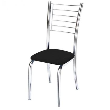 Imagem de Kit 6 Cadeiras de Jantar Lara cromada para cozinha em aço super resistente Assento Sintético preto Aurora Line