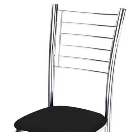 Imagem de Kit 6 Cadeiras de Jantar Lara cromada para cozinha em aço super resistente Assento Sintético preto Aurora Line