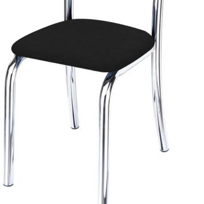 Imagem de Kit 6 Cadeiras de Jantar Lara cromada para cozinha em aço super resistente Assento Sintético preto Aurora Line