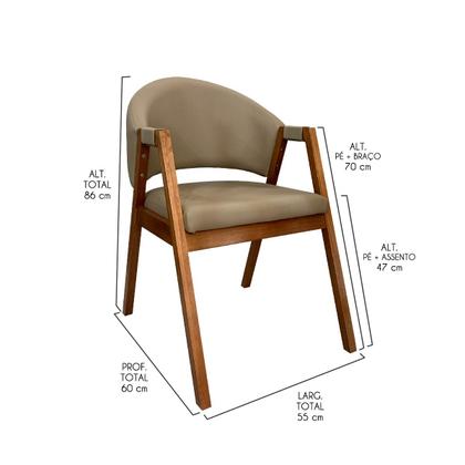 Imagem de Kit 6 Cadeiras de Jantar Madeira Maciça Amêndoa Ravena Impermeável Monterey Bege CCS