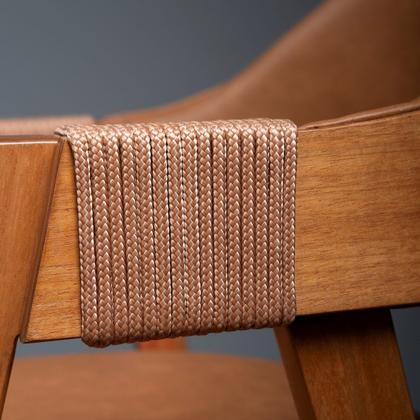 Imagem de Kit 6 Cadeiras de Madeira Maciça Tauari, Estofada e Braço com Corda Náutica Bélgica Espresso Móveis