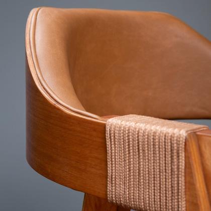 Imagem de Kit 6 Cadeiras de Madeira Maciça Tauari, Estofada e Braço com Corda Náutica Bélgica Espresso Móveis