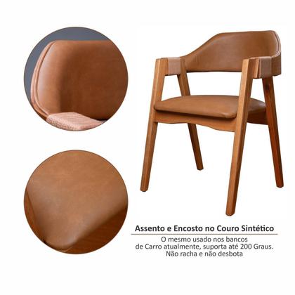 Imagem de Kit 6 Cadeiras de Madeira Maciça Tauari, Estofada e Braço com Corda Náutica Bélgica Espresso Móveis