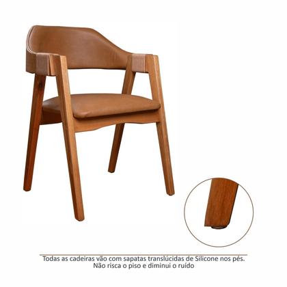 Imagem de Kit 6 Cadeiras de Madeira Maciça Tauari, Estofada e Braço com Corda Náutica Bélgica Espresso Móveis