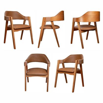 Imagem de Kit 6 Cadeiras de Madeira Maciça Tauari, Estofada e Braço com Corda Náutica Bélgica Espresso Móveis