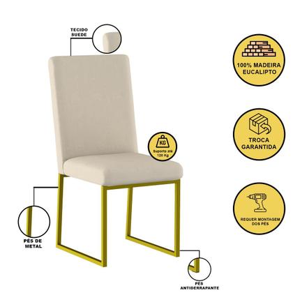 Imagem de Kit 6 Cadeiras Estofadas Base de Ferro Para Mesa De Jantar