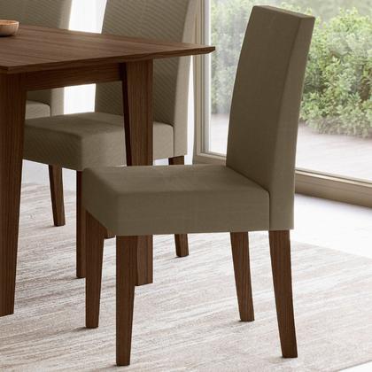 Imagem de Kit 6 Cadeiras Estofadas Lisa e Pés Mdf Josi