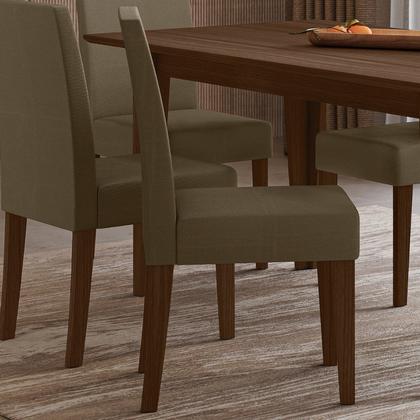 Imagem de Kit 6 Cadeiras Estofadas Lisa e Pés Mdf Josi