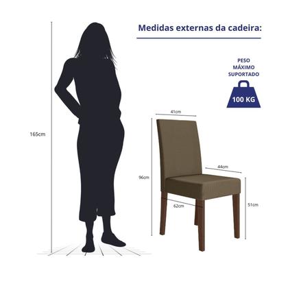 Imagem de Kit 6 Cadeiras Estofadas Lisa e Pés Mdf Josi