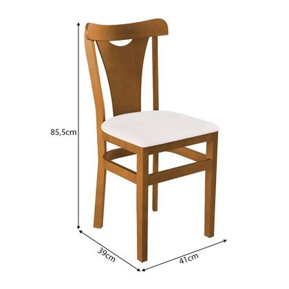Imagem de Kit 6 Cadeiras Fixa Pamplona Base Madeira Maciça Mel Estofada - Branco