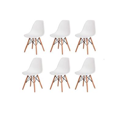 Imagem de Kit 6 Cadeiras Jantar Wood Base Madeira Eiffel Charles Eames - Branco