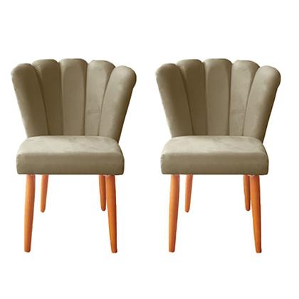 Imagem de kit 6 Cadeiras Sala de Jantar Estofada Reforçada Pétala Suede  - Twdecora