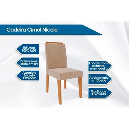 Imagem de Kit 6 Cadeiras Sala Jantar Nicole 6 Un Savana/Suede Pluma - Cimol