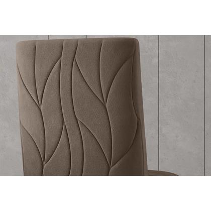 Imagem de Kit 6 Cadeiras Sala Jantar Solana c/ Tampo Madeirado c/ Vidro Curvo 200x90cm e 8 Cadeiras Eloá Nature/Suede Light Linho - Henn