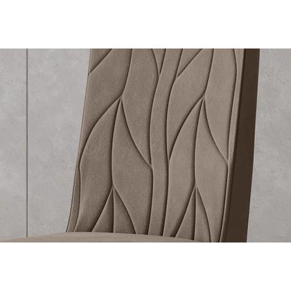 Imagem de Kit 6 Cadeiras Sala Jantar Solana c/ Tampo Madeirado c/ Vidro Curvo 200x90cm e 8 Cadeiras Eloá Nature/Suede Light Linho - Henn