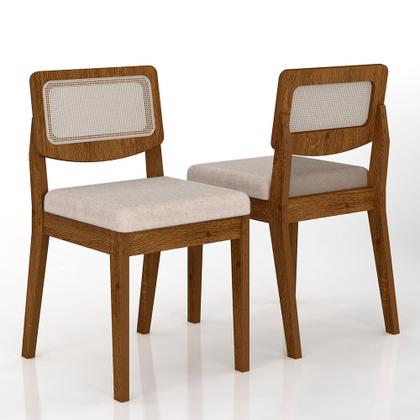 Imagem de Kit 6 Cadeiras Sextavada Bari Freijó/bouclé Off White - M. Arapongas